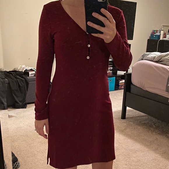 SOLD!!! Burgundy Long Sleeve Dress - Picture 7 of 8